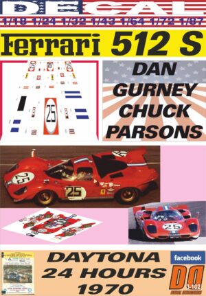 DECAL FERRARI 512 S DAN GURNEY 24 HOURS DAYTONA 1970 (01)
