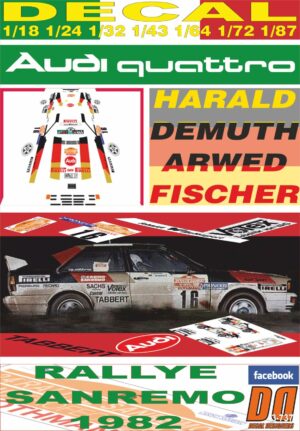 DECAL AUDI QUATTRO H.DEMUTH R. SANREMO 1982 DnF