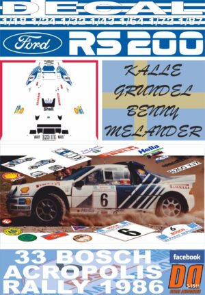 DECAL FORD RS200 K.GRUNDEL ACROPOLIS R. 1986 DnF