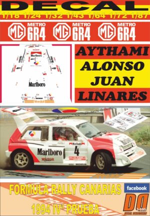 DECAL MG METRO 6R4 AYTHAMI ALONSO FORMULA RALLY CANARIAS 1994 (01)