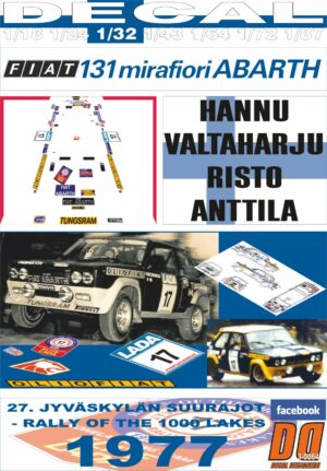 DECAL FIAT 131 ABARTH H. VALTAHARJU 1000 LAKES R. 1977 DnF