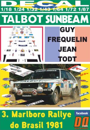 DECAL TALBOT SUNBEAM LOTUS G.FREQUELIN R.DO BRASIL 1981 2nd (01)