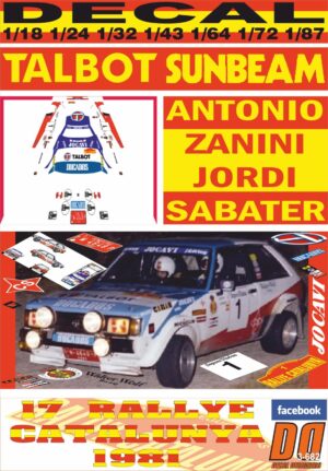 DECAL TALBOT SUNBEAM LOTUS A.ZANINI R.CATALUNYA 1981 DnF (01)
