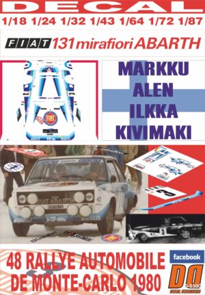 DECAL FIAT 131 ABARTH M.ALEN R.MONTECARLO 1980 DnF