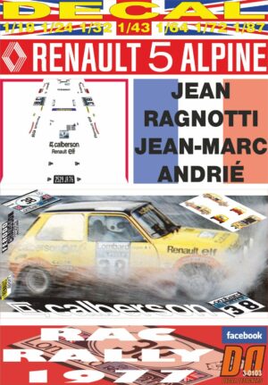 DECAL RENAULT 5 ALPINE J. RAGNOTTI RAC R. 1977 DnF (01)