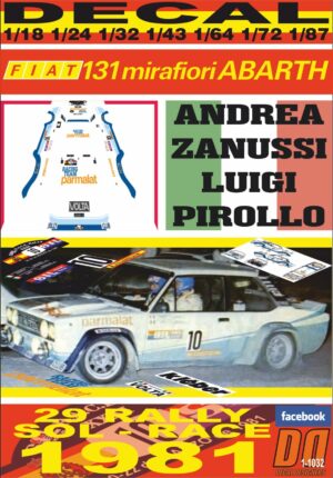 DECAL FIAT 131 ABARTH A.ZANUSSI R.SOL RACE 1981 3rd