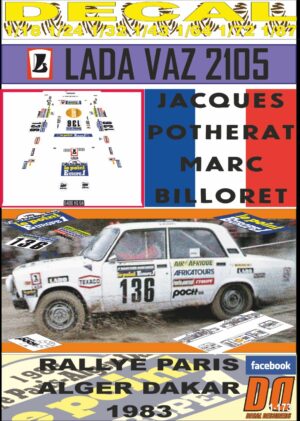 DECAL LADA VAZ 2105 JACQUES POTHERAT PARIS DAKAR 1983 (01)