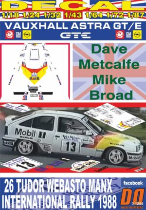 DECAL VAUXHALL ASTRA GTE D.METCALFE MANX R. 1988 (01)