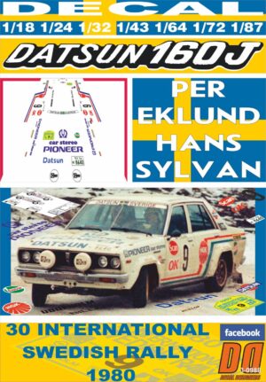 DECAL DATSUN 160J P.EKLUND SWEDISH R 1980 8th (01)