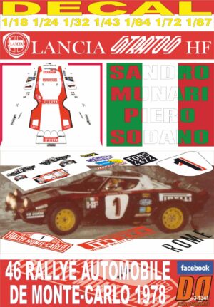 DECAL LANCIA STRATOS HF S.MUNARI R.MONTECARLO 1978 DnF (01)
