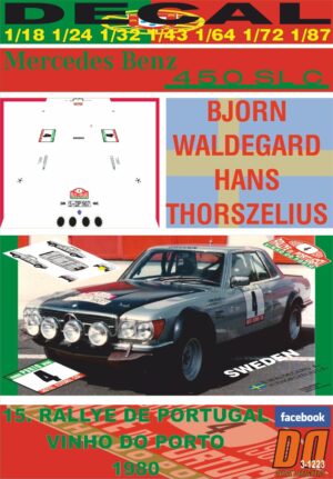 DECAL MERCEDES BENZ 450 SLC B.WALDEGARD R.PORTUGAL 1980 4th (01)