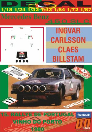 DECAL MERCEDES BENZ 450 SLC I.CARLSSON R.PORTUGAL 1980 5th (01)