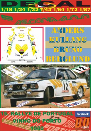 DECAL OPEL ASCONA 400 A.KULLANG R.PORTUGAL 1980 DnF (01)