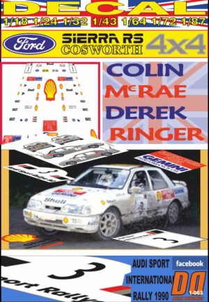 DECAL FORD SIERRA 4x4 RS COSWORTH COLIN MCRAE AUDI SPORT R. 1990 2nd (01)
