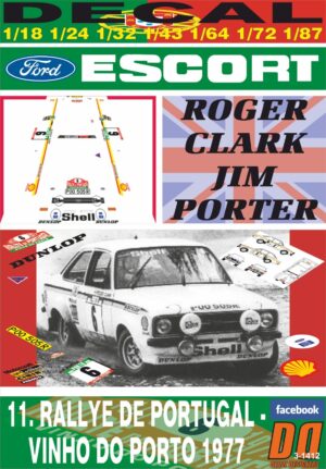 DECAL FORD ESCORT RS 1800 MKII R.CLARK R. PORTUGAL 1977 DnF (01)
