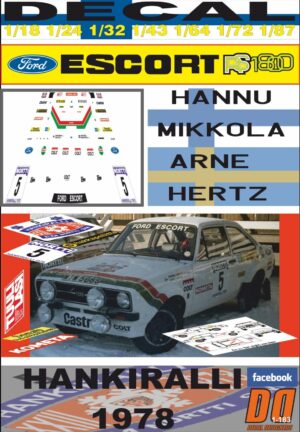 DECAL FORD ESCORT RS 1800 MKII HANNU MIKKOLA HANKIRALLI 1978 (01)