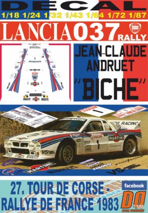 DECAL LANCIA 037 RALLY J-C. ANDRUET TOUR DE CORSE 1983 DnF (01)