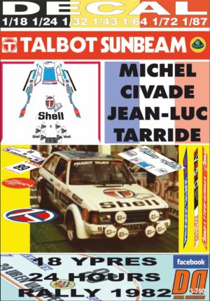 DECAL TALBOT SUNBEAM LOTUS M.CIVADE YPRES R. 1982 65th (01)