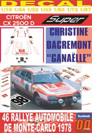 DECAL CITROEN CX 2500 DIESEL C.DACREMONT R.MONTECARLO 1978 68th (01)