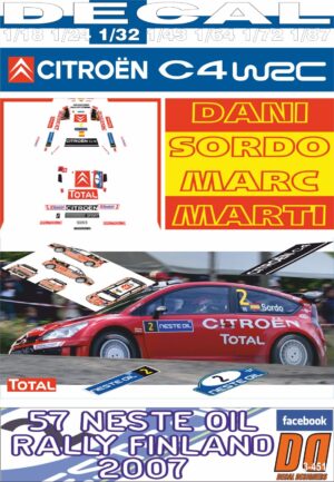 DECAL CITROEN C4 WRC DANI SORDO R.FINLAND 2007 DnF (01)