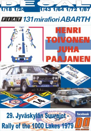 DECAL FIAT 131 ABARTH H.TOIVONEN 1000 LAKES R. 1979 DnF (01)