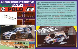 ANEXO DECAL 1/43 VOLKSWAGEN POLO R WRC A.MIKKELSEN R.ITALIA 2014 4th (01)