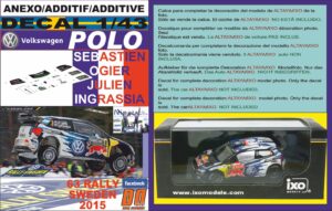 ANEXO DECAL 1/43 VOLKSWAGEN POLO R WRC S.OGIER SWEDEN 2015 WINNER (01)