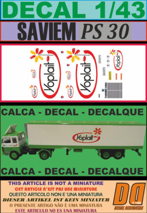 DECAL 1/43 SAVIEM PS30 TRAILER FRIGO YOPLAIT (01)
