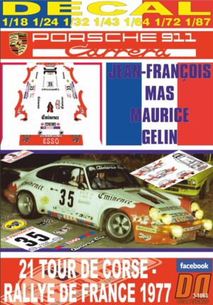 DECAL PORSCHE 911 CARRERA J-F. MAS TOUR DE CORSE 1977 DnF (01)