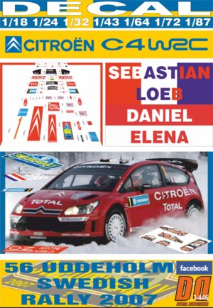 DECAL CITROEN C4 WRC S.LOEB SWEDISH R. 2007 2nd (01)
