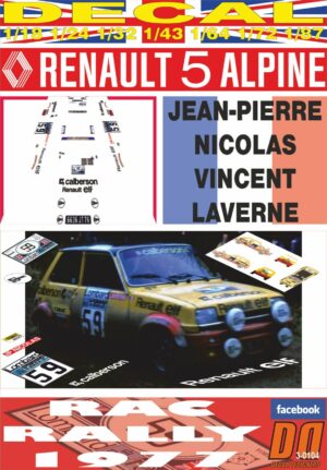 DECAL RENAULT 5 ALPINE J-P. NICOLAS RAC R. 1977 DnF (01)