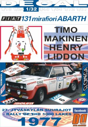 DECAL FIAT 131 ABARTH T.MAKINEN 1000 LAKES R. 1977 DnF