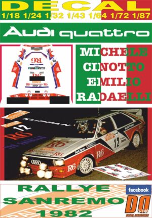 DECAL AUDI QUATTRO M.CINOTTO R. SANREMO 1982 6th (01)