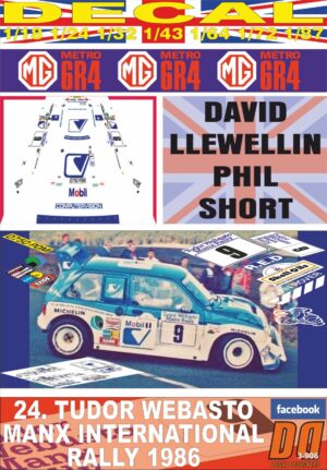 DECAL MG METRO 6R4 D.LLEWELLIN MANX INTER. R. 1986 2nd (01)