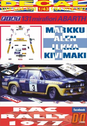 DECAL FIAT 131 ABARTH M.ALEN RAC R. 1977 DnF