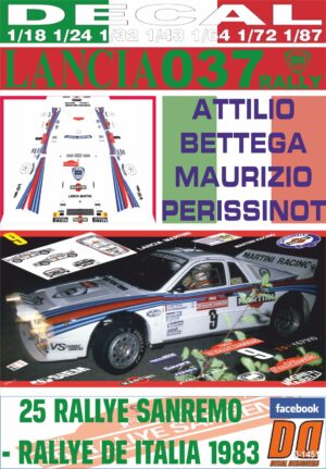 DECAL LANCIA 037 RALLY A.BETTEGA R. SANREMO 1983 3rd (01)