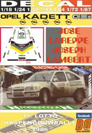 DECAL OPEL KADETT GSI J.LAREPPE HASPENGOUWRALLY 1986 DnF (01)