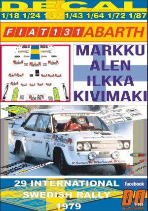 DECAL FIAT 131 ABARTH MARKKU ALEN SWEDISH R. 1979 4th