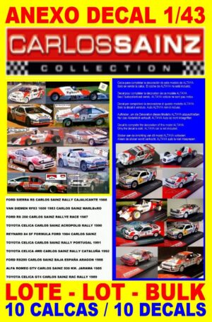 ANEXO DECAL 1/43 LOTE – BULK – LOT CARLOS SAINZ COLLECTION -10 DECALS (01)