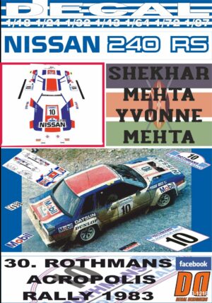 DECAL NISSAN 240 RS S.MEHTA ACROPOLIS R. 1983 6th (01)