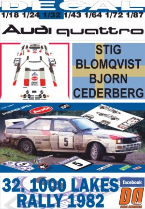 DECAL AUDI QUATTRO S.BLOMQVIST R. OF THE 1000 LAKES 1982 2nd (01)