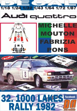 DECAL AUDI QUATTRO M.MOUTON R. OF THE 1000 LAKES 1982 DnF