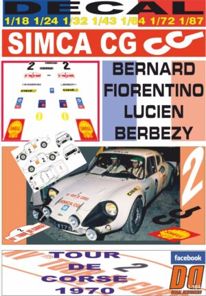DECAL SIMCA CG 2200 PROTO MC BERNARD FIORENTINO T. DE CORSE 1970 (01)