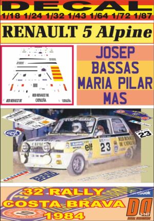 DECAL RENAULT 5 ALPINE JOSEP BASSAS R.COSTA BRAVA 1984 DnF (01)