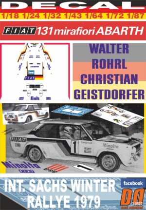 DECAL FIAT 131 ABARTH W.ROHRL SACHS WINTER R. 1979 WINNER