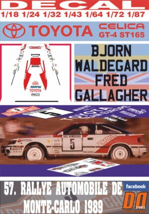 DECAL TOYOTA CELICA GT-4 B.WALDEGARD R. MONTECARLO 1989 DnF (01)