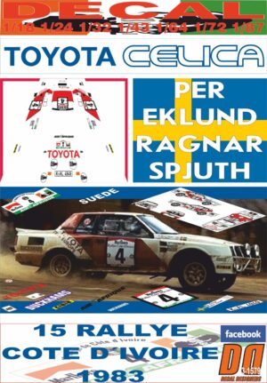 DECAL TOYOTA CELICA TWINCAM TURBO P.EKLUND R. CÔTE D´IVOIRE 1983 3rd (01)