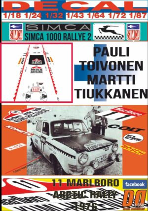 DECAL SIMCA 1000 RALLYE 2 PAULI TOIVONEN ARCTIC RALLY 1976 4th (01)