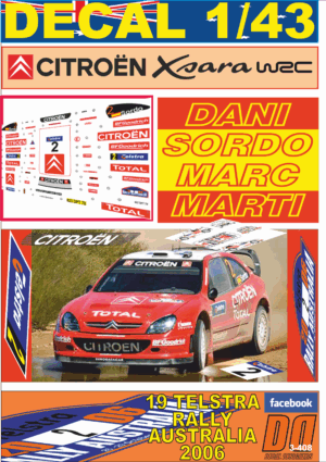 DECAL 1/43 CITROEN XSARA WRC DANI SORDO R.AUSTRALIA 2006 23rd (01)