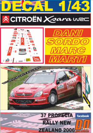 DECAL 1/43 CITROEN XSARA WRC DANI SORDO R.NEW ZEALAND 2006 5th (01)